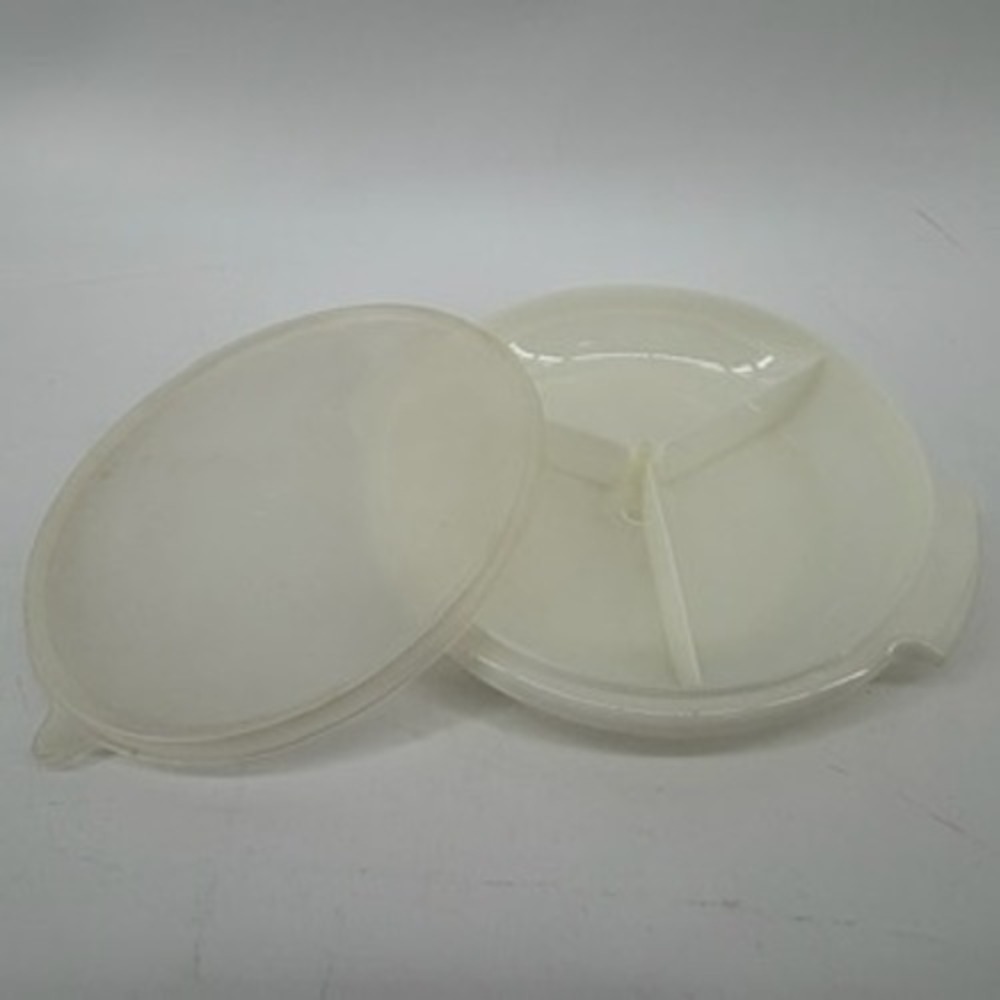 Vintage‎ Tupperware Divided Serving Dish Cream White 3 Section with Lid